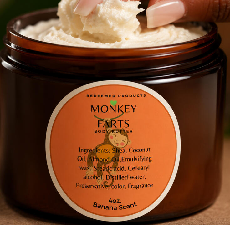 Monkey Farts Body Butter Monkey Farts Whipped Body Butter (Best Seller)Price: $12 Don't let the playful name fool you—this is our absolute #1 customer favorite! Our Monkey Farts whipped body butter features a tropical, crowd-pleasing aroma of fresh bananas, juicy grapefruits, kiwi