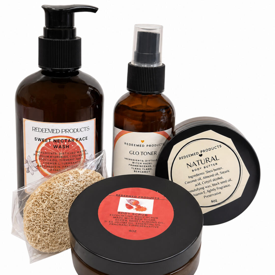 system comes with Face Wash, Scrub (scrub pad), Natural Butter, Facial Toner,